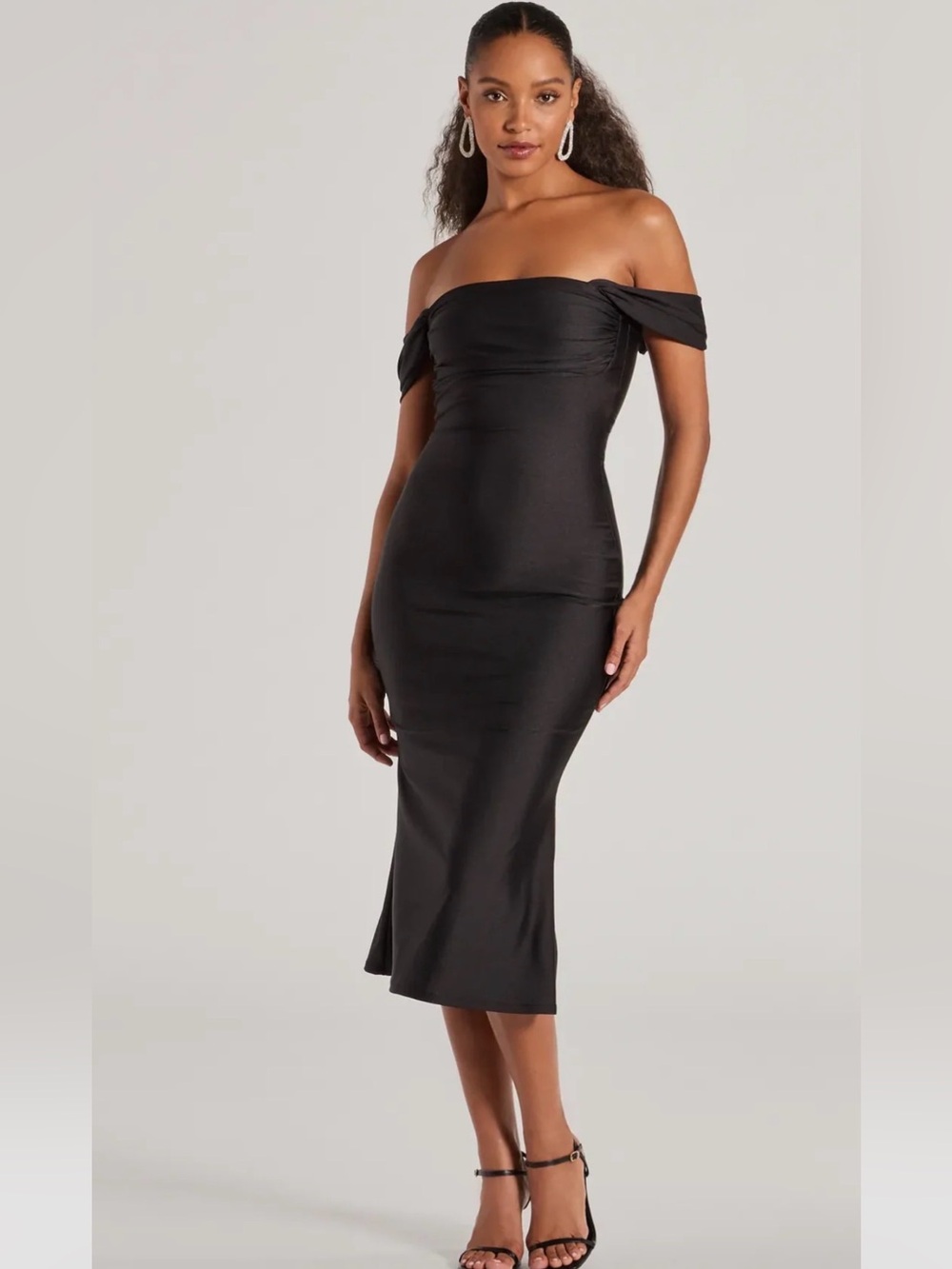 Windsor Black One-Shoulder Midi Dress